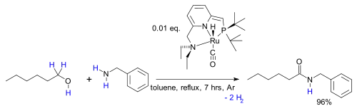 Synthèse d'amides à partir d'alcools et d'amines avec libération de H2