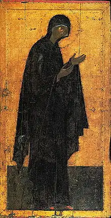Théophane le Grec, La Mère de Dieu, vers 1399, cathédrale de l'Annonciation au Kremlin de Moscou, déisis.