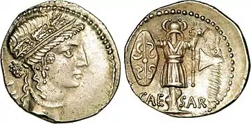 Denier de la guerre des Gaules de Jules César.