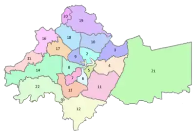 Carte des districts d'Amman.