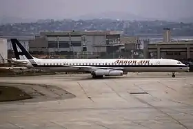 Un Douglas DC-8-63CF d':Arrow Air&nbsp;(en) similaire à celui impliqué dans l'accident