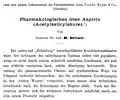 Présentation pharmacologique de l'aspirine, par le Dr Heinrich Dreser (1899)