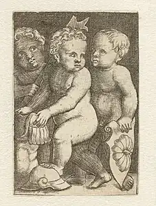 Trois Putti avec une armure (n. d., Rijksmuseum Amsterdam).