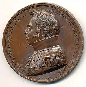 Le Duc de Berry, 1820, médaille en bronze, 41&nbsp;mm, recto.