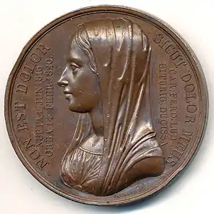 La Duchesse de Berry, 1820, médaille en bronze, 41&nbsp;mm, recto.