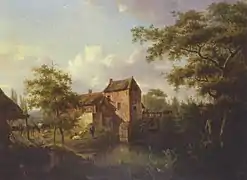 Paysage avec moulin, par Julien Ducorron, 1818.