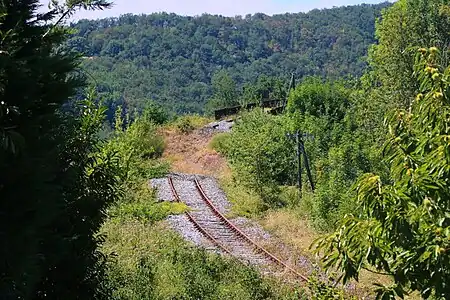 Portion coupée par effondrement à Vignols, sur la ligne Nexon - Brive.