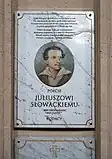 Plaque en mémoire à Juliusz Słowacki.