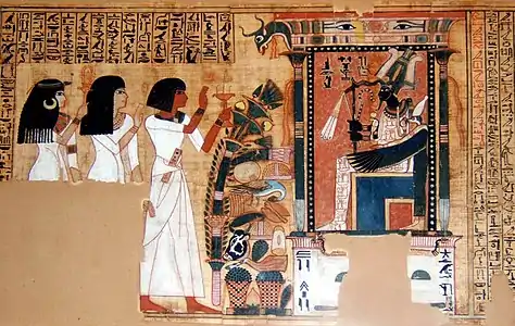 Détail du Livre des Morts du scribe Nebqed, sous le règne d'Amenhotep&nbsp;III, XVIIIe&nbsp;dynastie. Louvre