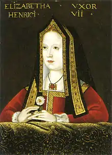 Première coiffe gâble : Élisabeth d'York vers 1500.