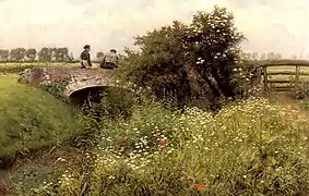 Exemple de grand fossé de drainage de la plaine flamande, tels qu'ils existaient au XIXe siècle.