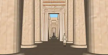 Proposition de restitution de l'enfilade du temple d'Amon à Soleb.