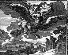 L'Enlèvement de Ganymède, gravure de François Chauveau, XVIIe siècle.