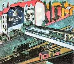 Route et voie ferrée, 1914, Huile, 71 × 81&nbsp;cm.