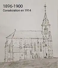 construction de la dernière travée de nef et du clocher