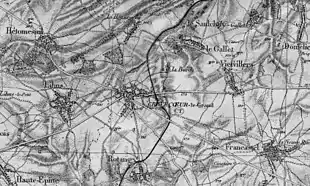 En région de plaine (environs de Crèvecœur-le-Grand (Oise) - feuille de Montdidier (Somme) - 1/80&nbsp;000 - révision de 1885).