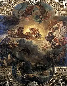 Eugène Delacroix, Apollon terrassant le serpent Python, 1850-1851, huile sur toile, 800&nbsp;×&nbsp;750&nbsp;cm, galerie d'Apollon, musée du Louvre, Paris