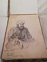 Extrait du carnet de dessins de Salvatore Cherubini exposé au musée.