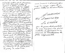 Page d'écriture automatique signée par sœur Françoise