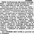 le programme de la fête patronale de Saint-Colomban du 4 juillet 1908 (journal L'Ouest-Éclair).