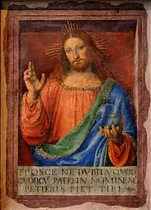 Bernardino Luini, Christ bénissant, fresque déposée, (1,40&nbsp;×&nbsp;1,10&nbsp;m), v.1520, musée du Louvre