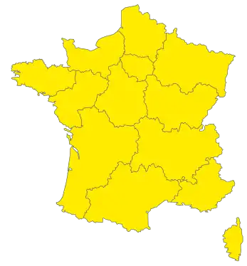 Candidats arrivés en tête dans chaque région métropolitaine au 2d&nbsp;tour.