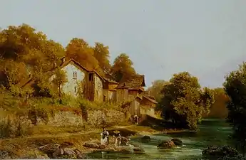 Lavandières dans les Alpes du Sud (1870), 60&nbsp;×&nbsp;90&nbsp;cm, collection particulière.