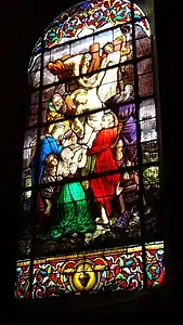 Vitrail la Descente de croix de Rubens par Latteux-Bazin au Mesnil-Saint-Firmin (1882).