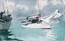 Aquarelle représentant deux bateaux de pêche à Key West
