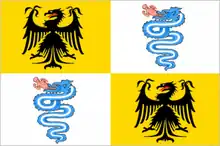 Armes du duché de Milan comprenant la vouivre biscione (ou guivre).