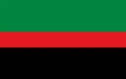 Un drapeau constitué de trois bandes, verte, rouge et noire.