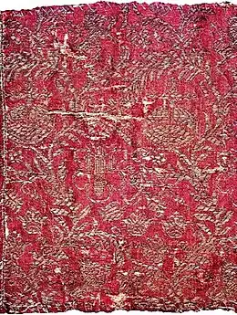 Morceau de tissu damassé aux armes de la famille Vasa, commandé pour les funérailles de Sigismond III.