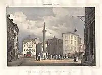 La colonne depuis la rue de la Gerbe en 1834