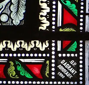 Signature du maître-verrier Dagrant