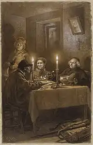 Jean Valjean et Mgr&nbsp;Myriel. Illustration de Frédéric Lix, vers 1879-1880.