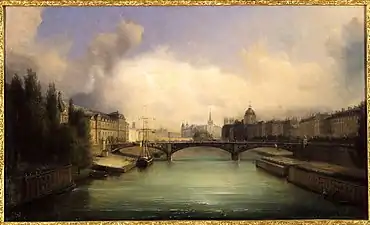 Le quai des Saints-Pères (à droite), en 1855. Paris vu du pont Royal (1855), François-Edmée Ricois (musée Carnavalet, Paris).