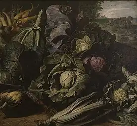 Nature morte aux légumes, vers 1610, Staatliche Kunsthalle Karlsruhe.