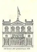 Le Théâtre Betty Nansen, quand il s'appelait le Frederiksberg Morskabteater, au moment de sa reconstruction en 1888.