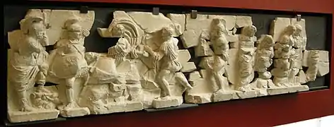 Punition de Tarpéia, mourant écrasée sous les boucliers des Sabins.