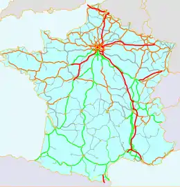 Carte présentant les lignes électrifiées du réseau.