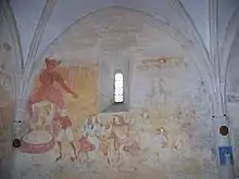 Fresque de la cavalcade des péchés capitaux.