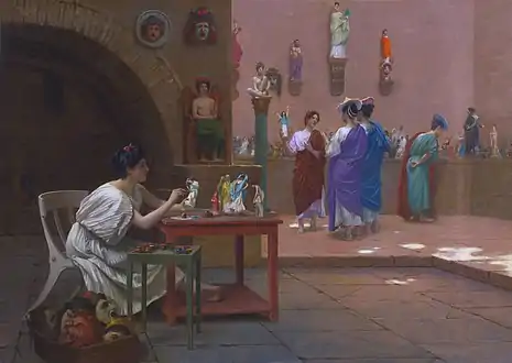 Atelier de Tanagra (atelier Tanagra), 1893, collection particulière ; vendu aux enchères par Sotheby's en 2013 pour 125&nbsp;000&nbsp;$.