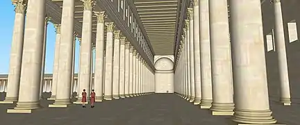 Autre vue de biais de la Stoa royale d'Hérode à Jérusalem (Basilique romaine)
