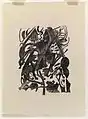 Geburt der Wölfe, 1913, xylographie (24,4 × 18,4 cm), musée Solomon R. Guggenheim (New York).