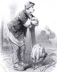 Garçon de lavoir ou porteur d'eau, dessin d'Edward Ancourt.