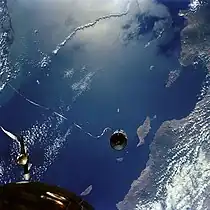 Le véhicule cible vu depuis le vaisseau Gemini 11 le 14 septembre 1966.