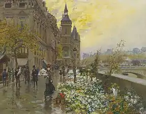 Paris. Le Marché aux Fleurs (quai de la Corse), huile sur toile, 43,2&nbsp;×&nbsp;54,6&nbsp;cm.