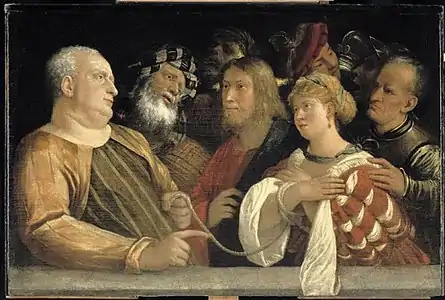 Giovanni Cariani, Le Christ et la femme adultère (XVIe&nbsp;siècle).