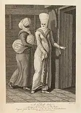 Turkish woman and her slave, d'après Francis Smith, dans le livre Turkish Dresses (Londres, 1769).