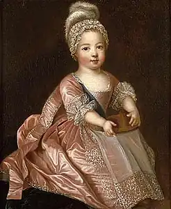 Portrait de Louis XV enfant (vers 1712), Pierre Gobert, huile sur toile (45&nbsp;×&nbsp;36,2&nbsp;cm), fondation Yannick et Ben Jakober&nbsp;(es), Alcúdia (Majorque).